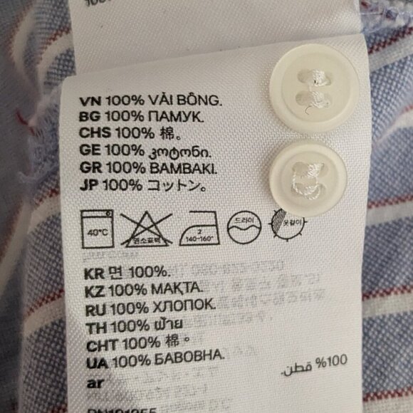 H&M; Short Crop Blue Stripe Long Sleeved Oversized Button Oxford Shirt; Size XS - Picture 6 of 6